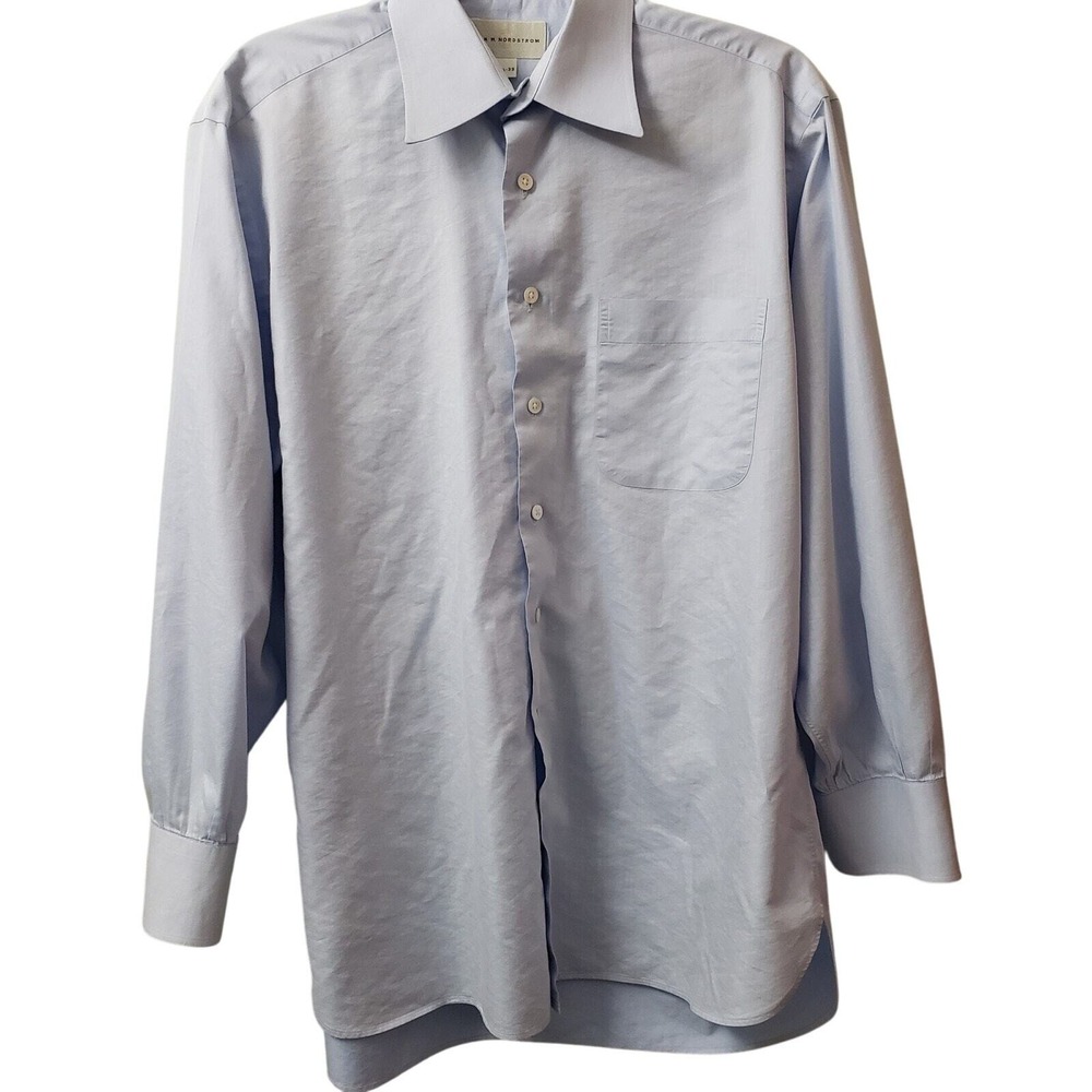 John‎ W. Nordstrom Mens Light Blue Dress Shirt 15.5 33 Cotton Blend Button Down
